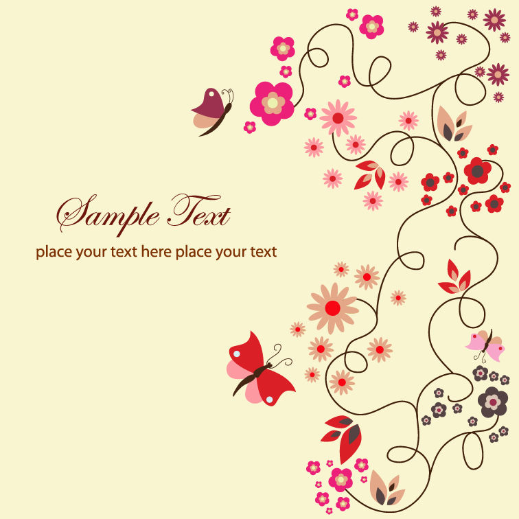free vector Free Vector Floral Greeting Card